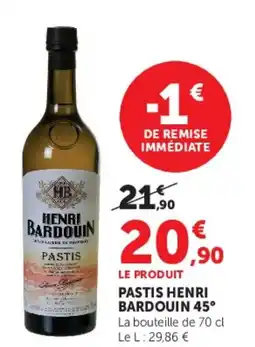 Super U PASTIS HENRI BARDOUIN 45° offre