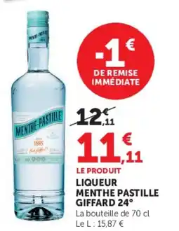 Super U LIQUEUR MENTHE PASTILLE GIFFARD 24° offre