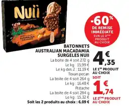 Super U BATONNETS AUSTRALIAN MACADAMIA SURGELES NUII offre
