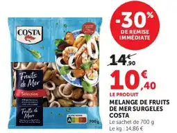 Super U MELANGE DE FRUITS DE MER SURGELES COSTA offre