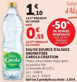 Super U EAU DE SOURCE D'ALSACE AROMATISEE CAROLA CREATION offre