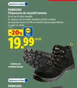 Lidl PARKSIDE Chaussures de sécurité homme offre