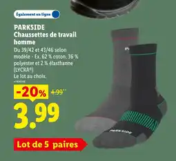 Lidl PARKSIDE Chaussettes de travail homme offre