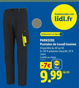 Lidl PARKSIDE Pantalon de travail homme offre