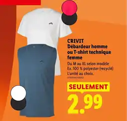 Lidl CRIVIT Débardeur homme ou T-shirt technique femme offre