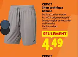 Lidl CRIVIT Short technique homme offre