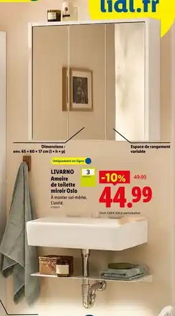 Lidl LIVARNO Amoire de toilette miroir Oslo offre