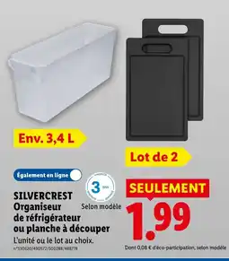 Lidl SILVERCREST Organiseur de réfrigérateur ou planche à découper offre