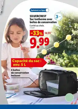 Lidl SILVERCREST Sac isotherme avec boîtes de conservation offre