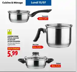 Lidl LIVARNO HOME Faitout, casserole ou pot à lait en acier inoxydable offre