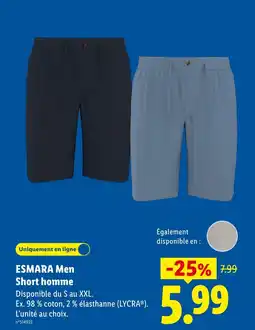 Lidl ESMARA Men Short homme offre
