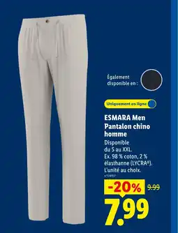 Lidl ESMARA Men Pantalon chino homme offre
