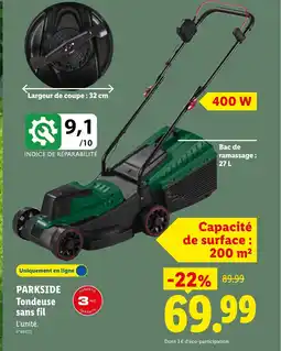 Lidl PARKSIDE Tondeuse sans fil offre