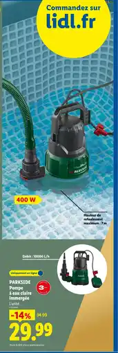 Lidl PARKSIDE Pompe à eau claire immergée offre
