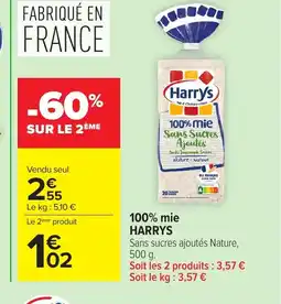 Carrefour HARRYS 100% mie offre