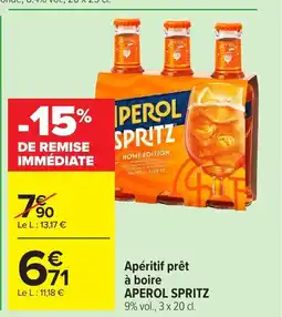 Carrefour APEROL SPRITZ Apéritif prêt à boire offre