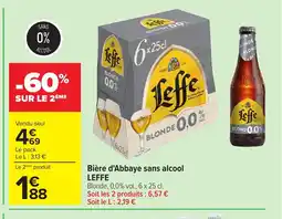 Carrefour LEFFE Bière d'Abbaye sans alcool offre