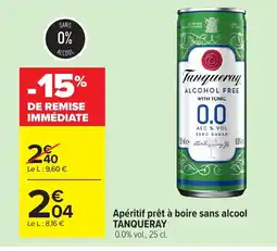 Carrefour TANQUERAY Apéritif prêt à boire sans alcool offre
