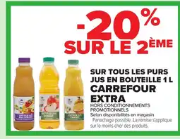 Carrefour CARREFOUR EXTRA Sur tous les purs jus en bouteille offre
