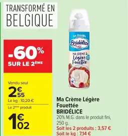 Carrefour BRIDÉLICE Ma Crème Légère Fouettée offre