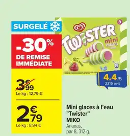 Carrefour MIKO Mini glaces à l'eau Twister offre