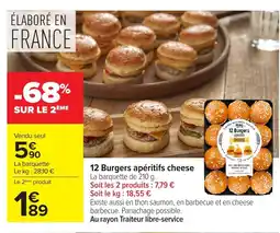 Carrefour 12 Burgers apéritifs cheese offre