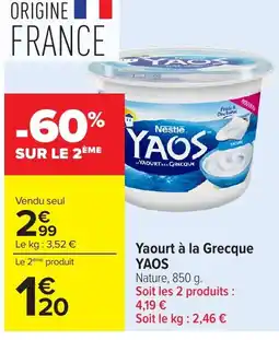 Carrefour YAOS Yaourt à la Grecque offre