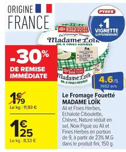 Carrefour MADAME LOÏK Le Fromage Fouetté offre
