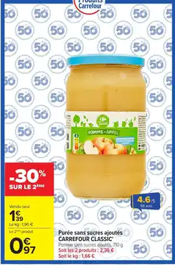 Carrefour CARREFOUR CLASSIC Purée sans sucres ajoutés offre