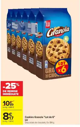 Carrefour LU Cookies Granola Lot de 6 offre