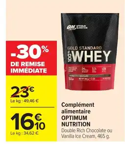 Carrefour OPTIMUM NUTRITION Complément alimentaire offre