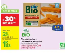 Carrefour CARREFOUR BABY BIO Biscuits fondants offre