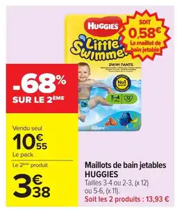 Carrefour HUGGIES Maillots de bain jetables offre