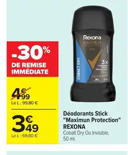Carrefour REXONA Déodorants Stick Maximum Protection offre
