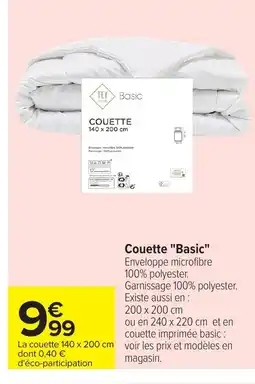 Carrefour Couette Basic offre