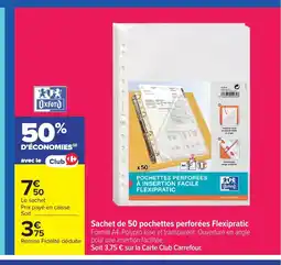 Carrefour OXFORD Sachet de 50 pochettes perforées Flexipratic offre