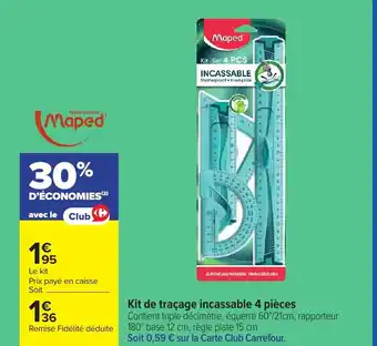 Carrefour MAPED Kit de traçage incassable 4 pièces offre