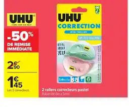 Carrefour UHU 2 rollers correcteurs pastel offre
