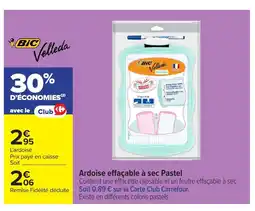 Carrefour BIC VELLEDA Ardoise effaçable à sec Pastel offre