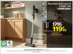 Carrefour ROWENTA Aspirateur balai sans fil X-PERT 7.60 offre