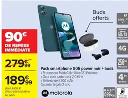 Carrefour MOTOROLA Pack smartphone G06 power noir + buds offre