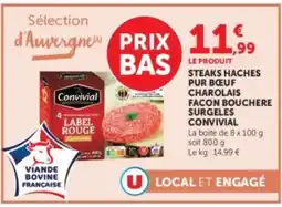 U Express CONVIVIAL Steaks haches pur bœuf charolais facon bouchere surgeles offre