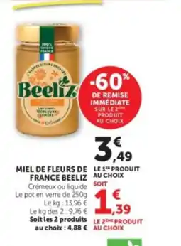 U Express BEELIZ Miel de fleurs de france offre