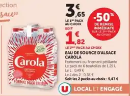 U Express CAROLA Eau de source d'alsace offre