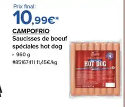 Costco CAMPOFRIO Saucisses de boeuf spéciales hot dog offre