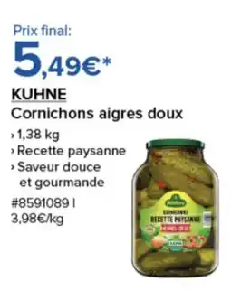 Costco KUHNE Cornichons aigres doux offre