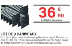 Chretien Matériaux Lot de 3 caniveaux offre