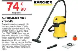 Chretien Matériaux KARCHER Aspirateur wd 3 v-19/4/20 offre