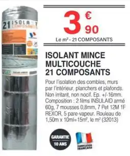 Chretien Matériaux Isolant mince multicouche 21 composants offre