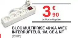 Chretien Matériaux Bloc multiprise 4x16a avec interrupteur, 1m, ce & nf offre